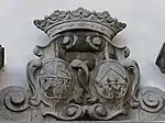 Ehewappen des Anton von Sohlern und Magdalena von Sinneren (von Synerine) über dem Eingangsportal des Klingelbacherhofes