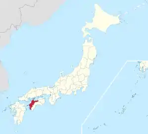 Lage der Präfektur Ehime in Japan