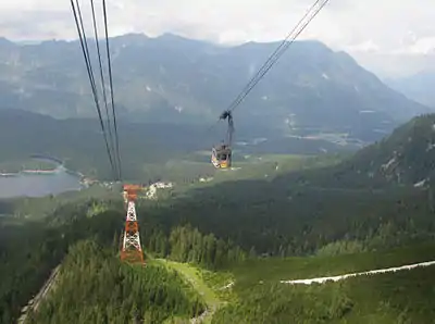 Seilbahnfahrt von der Zugspitze Richtung Eibsee