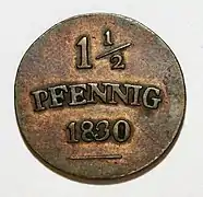 1½ Pfennig von 1830, Sachsen-Weimar-Eisenach