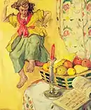 Früchte und Barockengel Öl auf Leinwand
