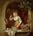 Junge Marktfrau verkauft Heringe und Maronen. (Öl auf Leinwand, 1840)