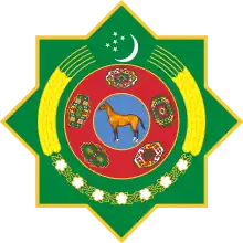 Wappen Turkmenistans mit Yanardag