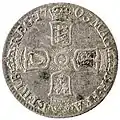 Englischer Sixpence von 1703 mit Bildnis Anne und Inschrift Vigo