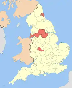 Die sechs Metropolitan Counties innerhalb von England