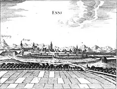 Die Wallanlage des 17. Jh. (Georg Matthäus Vischer 1674)