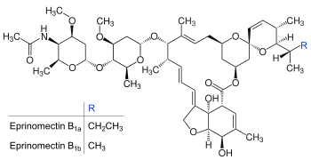 Strukturformeln von Eprinomectin B1a und B1b