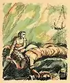 Gattenmord. Farblithographie, 1920