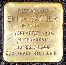 Stolperstein für Erich Sander (Dürener Str. 201)