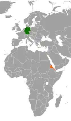 Lage von Deutschland und Eritrea