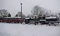 Historische Züge und Lokomotiven am stillgelegten Bahnhof Kriegenbrunn, Dezember 2010