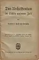 Sonderdruck-Titel Das Urchristentum im Lichte unserer Zeit von 1917