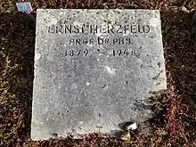Ernst Herzfeld (1879–1948) Dr. phil., Professor, Archäologe, Altorientalist, Epigraphiker, Begründer der iranischen Archäologie. Grab auf dem Friedhof Hörnli, Riehen, Basel-Stadt