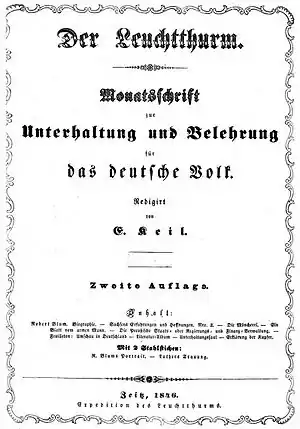 Erstausgabe der Zeitung Der Leuchtthurm 1846