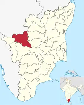 Positionskarte des Distrikts Erode