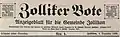 Erstausgabe des Zolliker Bote
