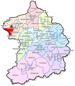 Lage von Bedingrade im Stadtbezirk IV Borbeck