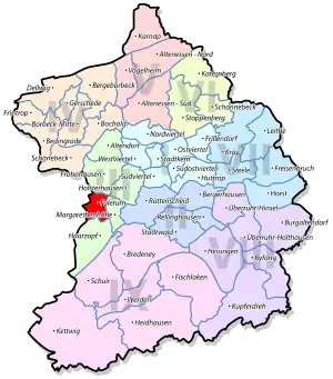 Lage von Fulerum im Stadtbezirk III Essen-West