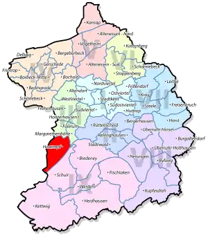 Lage von Haarzopf im Stadtbezirk III Essen-West
