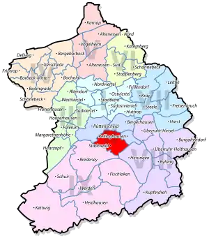 Lage von Stadtwald im Stadtbezirk II Rüttenscheid/Bergerhausen/ Rellinghausen/Stadtwald
