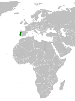 Lage von Portugal und Eswatini