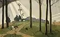 Ethel Spowers, The Lonely Farm, 1933, Linolschnitt. Schenkung von Nan Kivell, 1953. Auckland Art Gallery Toi o Tāmaki (1953/2/137)