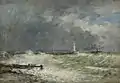 Eugène Boudin:Die Hafenmole von Le Havre bei schlechtem Wetter