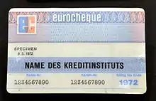 eurocheque-Karte aus dem Jahr 1972