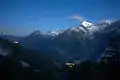 Blick von der Europahütte auf die Weisshorngruppe. Lichter Bildmitte Randa, links Zermatt.