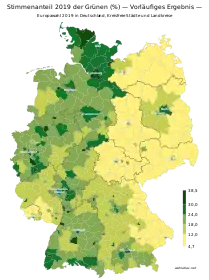 Stimmenanteil (%) 2019 – DIE GRÜNEN