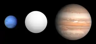 Größenvergleich von HD 149026 b mit Neptun und Jupiter