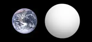 Größenvergleich Erde und Kepler-10b