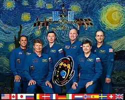 v. l. n. r.: Joseph Acaba, Gennadi Padalka, Sergei Rewin, André Kuipers, Oleg Kononenko und Donald Pettit