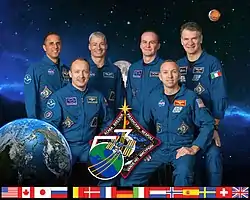 v. l. n. r.: Joseph Acaba, Alexander Missurkin, Mark Vande Hei, Sergei Rjasanski, Randolph Bresnik und Paolo Nespoli