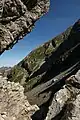 Blick vom Fürkele, 2310 m (auch „Oberes Sättele“ genannt), in die NW-Flanke