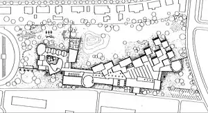 Lageplan zum Bauantrag der Friedrich-Ebert-Schule mit Kinderhaus. Carlfried Mutschler