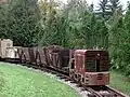 JW 15 mit hölzernen Loren im Feld- und Industriebahnmuseum Freiland