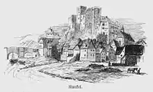 Burg und Stadt RunkelRadierung, Ferdinand Karl Klimsch, um 1865
