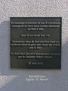 Gedenktafel für die Malgré-nous