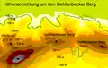 Die Karte zeigt die Höh­en­schicht­ung um den Berg.