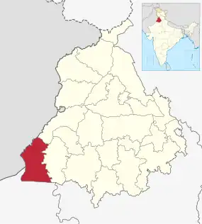 Positionskarte des Distrikts Fazilka