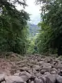 Das Felsenmeer bei Reichenbach entstand durch die unterschiedlichen Verwitterungsprozesse in Tetiär- und Eiszeit. Im Hintergrund das Lautertal