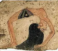 Tänzerin auf Ostrakon, Theben, um 1300 v. Chr.