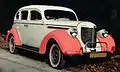 Kotflügel an einem 1938er Chrysler, rot markiert