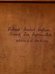 Ferdinand Bernhard von Hoffmann Gemälde Rückseite Hochgraf Lippischer Regierungsrat. Geburtsdatum 04. Feb. 1730