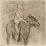 „Reiter“ (1905),Kohle auf Leinwand, 37,5 cm × 37,5 cm,Ungarische Nationalgalerie