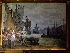 Wandbild 4:Hamburgs Hafen zur Zeit der Hanse