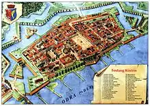 Plan der Stadt Küstrin und ihrer Festungsanlagen, 1921