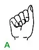 A im Fingeralphabet