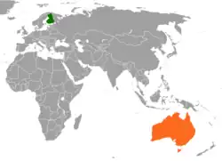 Lage von Australien und Finnland